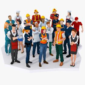 3D LowPoly People Professions Rigged Bundle model